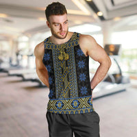Ukraine Men Tank Top Traditional Braided Rope Belt Folk Pattern National Color