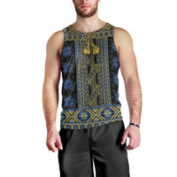 Ukraine Men Tank Top Traditional Braided Rope Belt Folk Pattern National Color