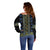 Ukraine Off Shoulder Sweater Traditional Braided Rope Belt Folk Pattern National Color
