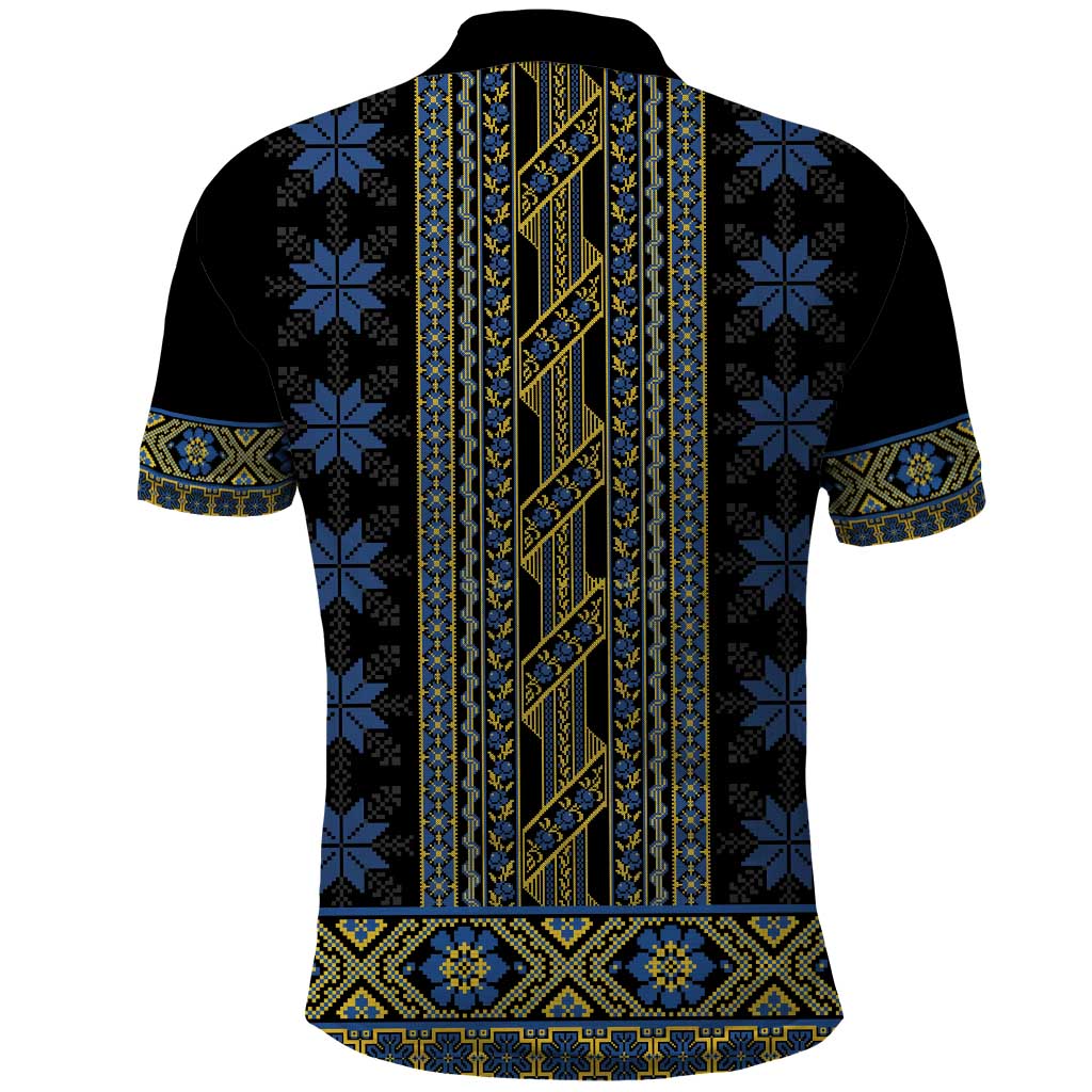 Ukraine Polo Shirt Traditional Braided Rope Belt Folk Pattern National Color