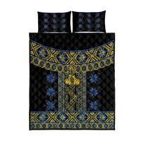 Ukraine Quilt Bed Set Traditional Braided Rope Belt Folk Pattern National Color