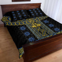 Ukraine Quilt Bed Set Traditional Braided Rope Belt Folk Pattern National Color