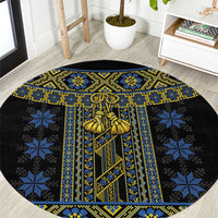 Ukraine Round Carpet Traditional Braided Rope Belt Folk Pattern National Color