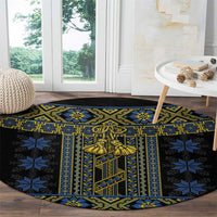 Ukraine Round Carpet Traditional Braided Rope Belt Folk Pattern National Color