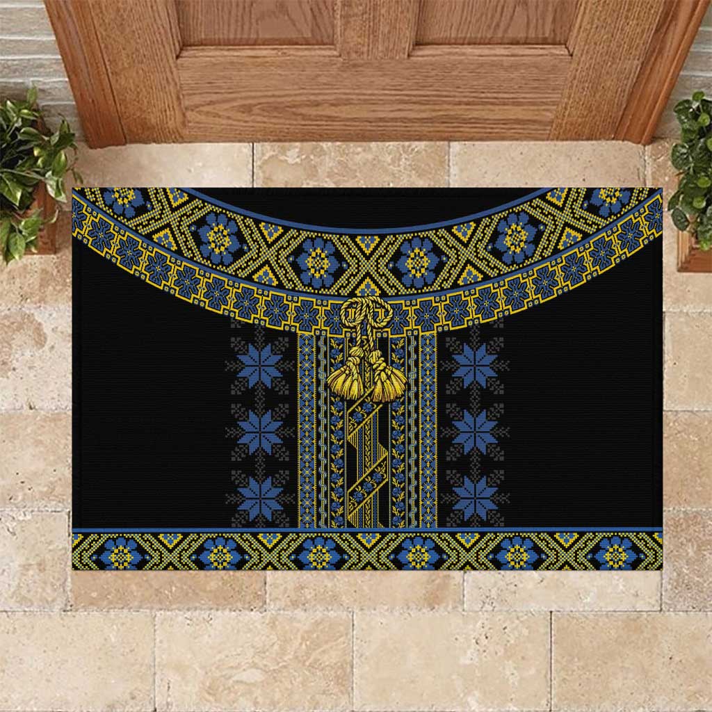 Ukraine Rubber Doormat Traditional Braided Rope Belt Folk Pattern National Color