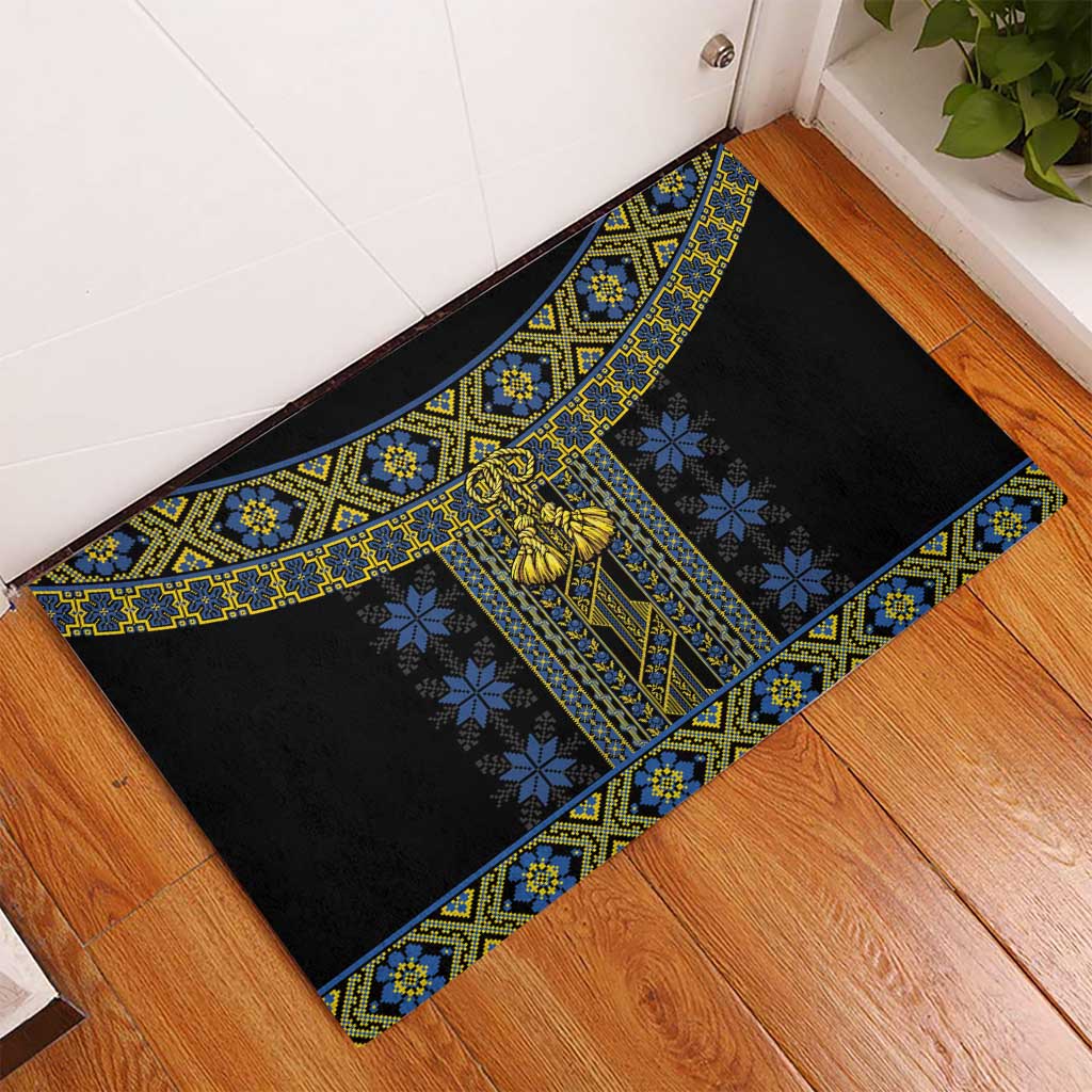 Ukraine Rubber Doormat Traditional Braided Rope Belt Folk Pattern National Color