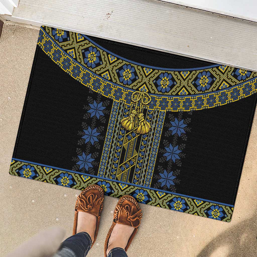 Ukraine Rubber Doormat Traditional Braided Rope Belt Folk Pattern National Color