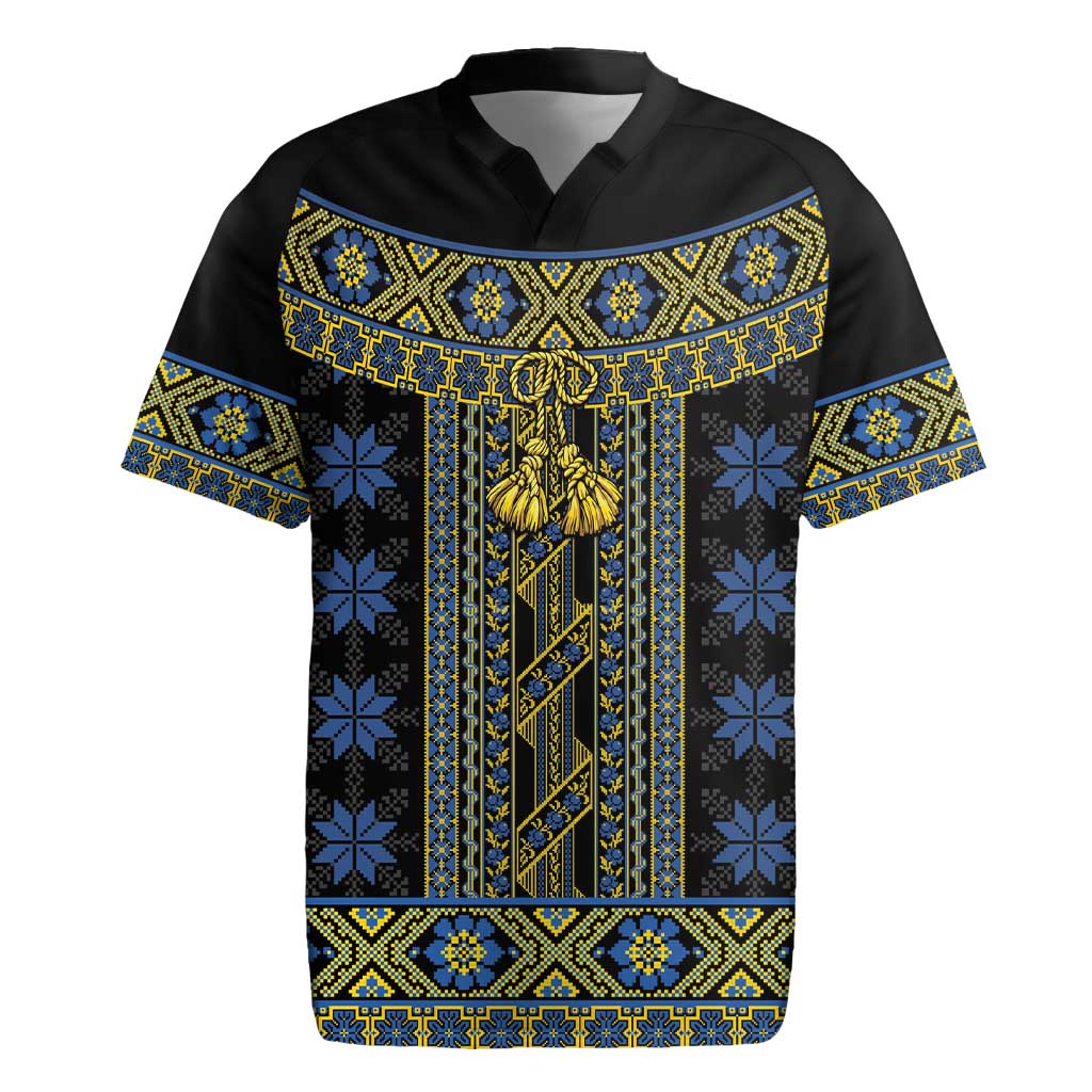 Ukraine Rugby Jersey Traditional Braided Rope Belt Folk Pattern National Color