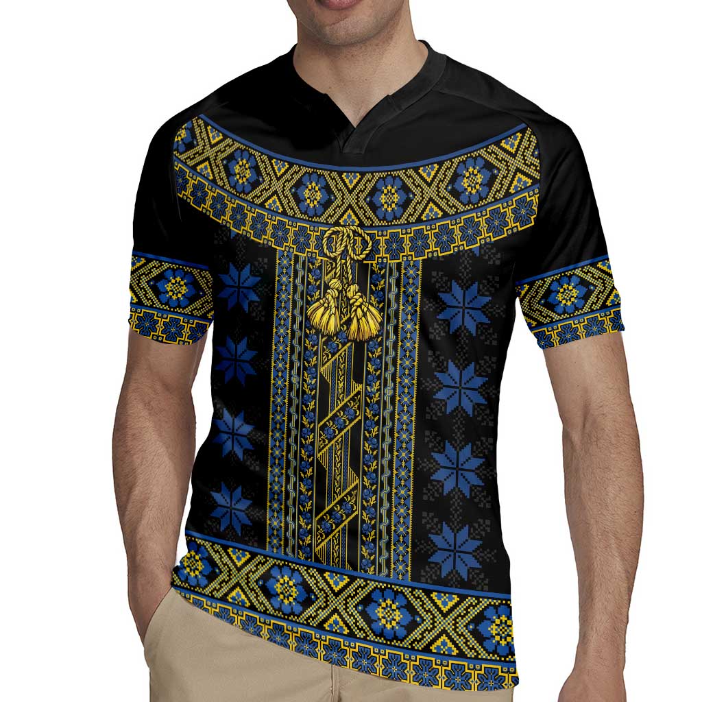 Ukraine Rugby Jersey Traditional Braided Rope Belt Folk Pattern National Color