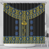 Ukraine Shower Curtain Traditional Braided Rope Belt Folk Pattern National Color