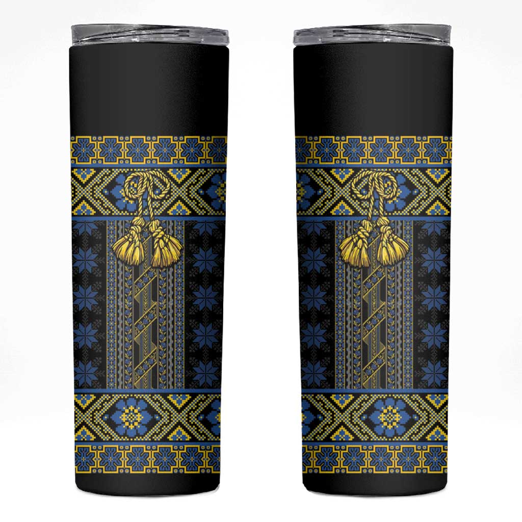 Ukraine Skinny Tumbler Traditional Braided Rope Belt Folk Pattern National Color