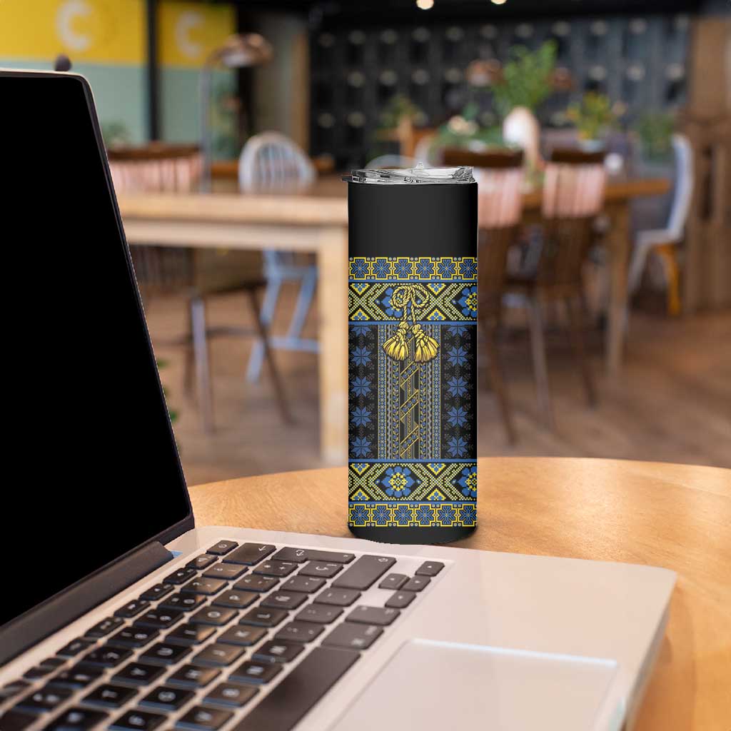 Ukraine Skinny Tumbler Traditional Braided Rope Belt Folk Pattern National Color