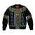 Ukraine Sleeve Zip Bomber Jacket Traditional Braided Rope Belt Folk Pattern National Color