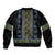 Ukraine Sleeve Zip Bomber Jacket Traditional Braided Rope Belt Folk Pattern National Color