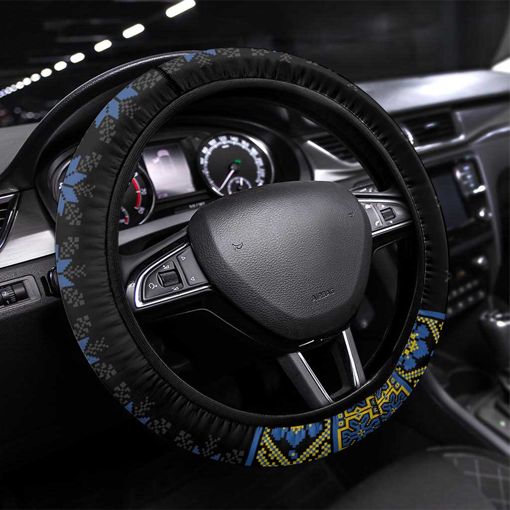 Ukraine Steering Wheel Cover Traditional Braided Rope Belt Folk Pattern National Color