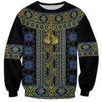 Ukraine Sweatshirt Traditional Braided Rope Belt Folk Pattern National Color