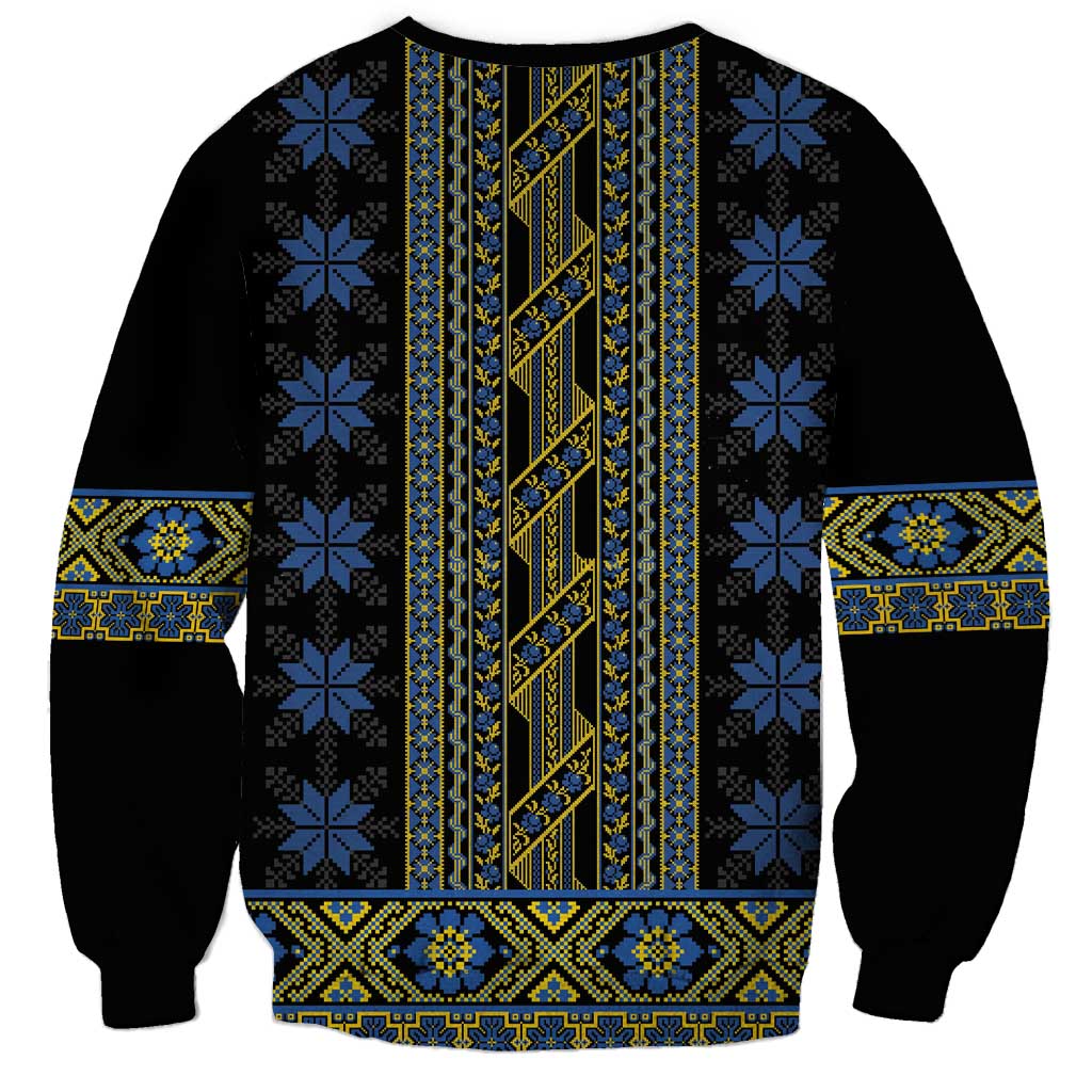 Ukraine Sweatshirt Traditional Braided Rope Belt Folk Pattern National Color