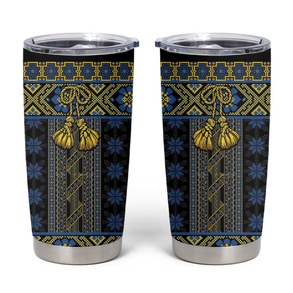 Ukraine Tumbler Cup Traditional Braided Rope Belt Folk Pattern National Color