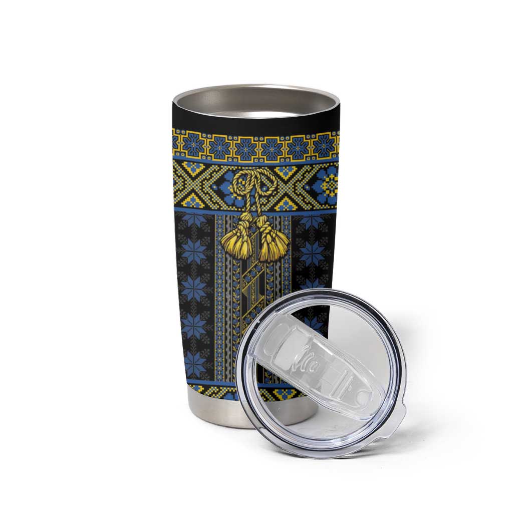 Ukraine Tumbler Cup Traditional Braided Rope Belt Folk Pattern National Color