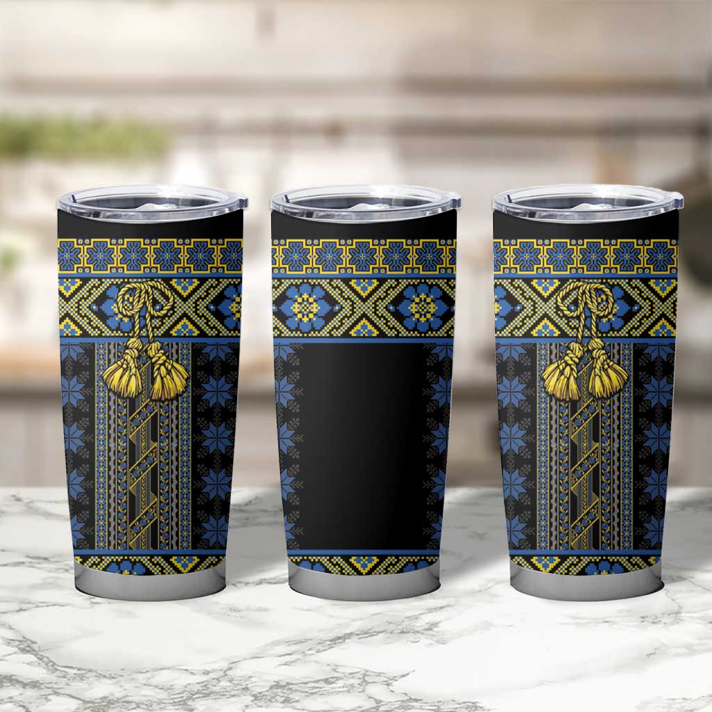 Ukraine Tumbler Cup Traditional Braided Rope Belt Folk Pattern National Color