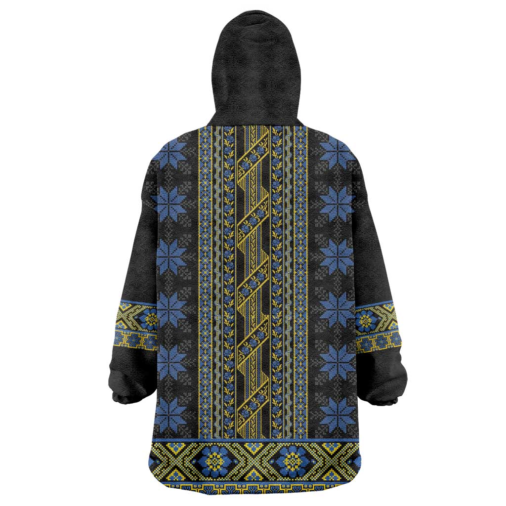 Ukraine Wearable Blanket Hoodie Traditional Braided Rope Belt Folk Pattern National Color
