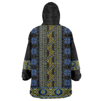 Ukraine Wearable Blanket Hoodie Traditional Braided Rope Belt Folk Pattern National Color