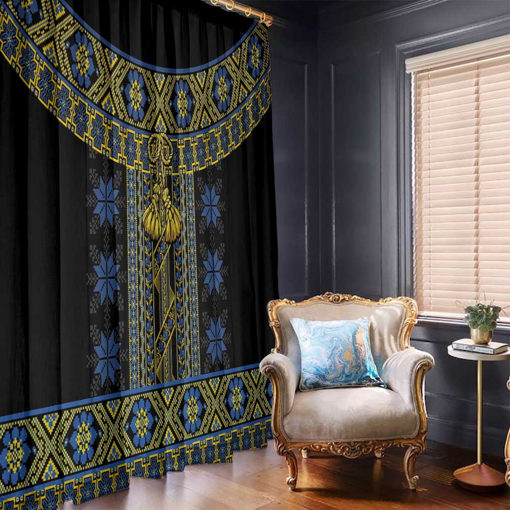 Ukraine Window Curtain Traditional Braided Rope Belt Folk Pattern National Color