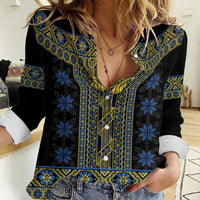 Ukraine Women Casual Shirt Traditional Braided Rope Belt Folk Pattern National Color