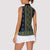 Ukraine Women Sleeveless Polo Shirt Traditional Braided Rope Belt Folk Pattern National Color