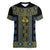 Ukraine Women V-Neck T-Shirt Traditional Braided Rope Belt Folk Pattern National Color