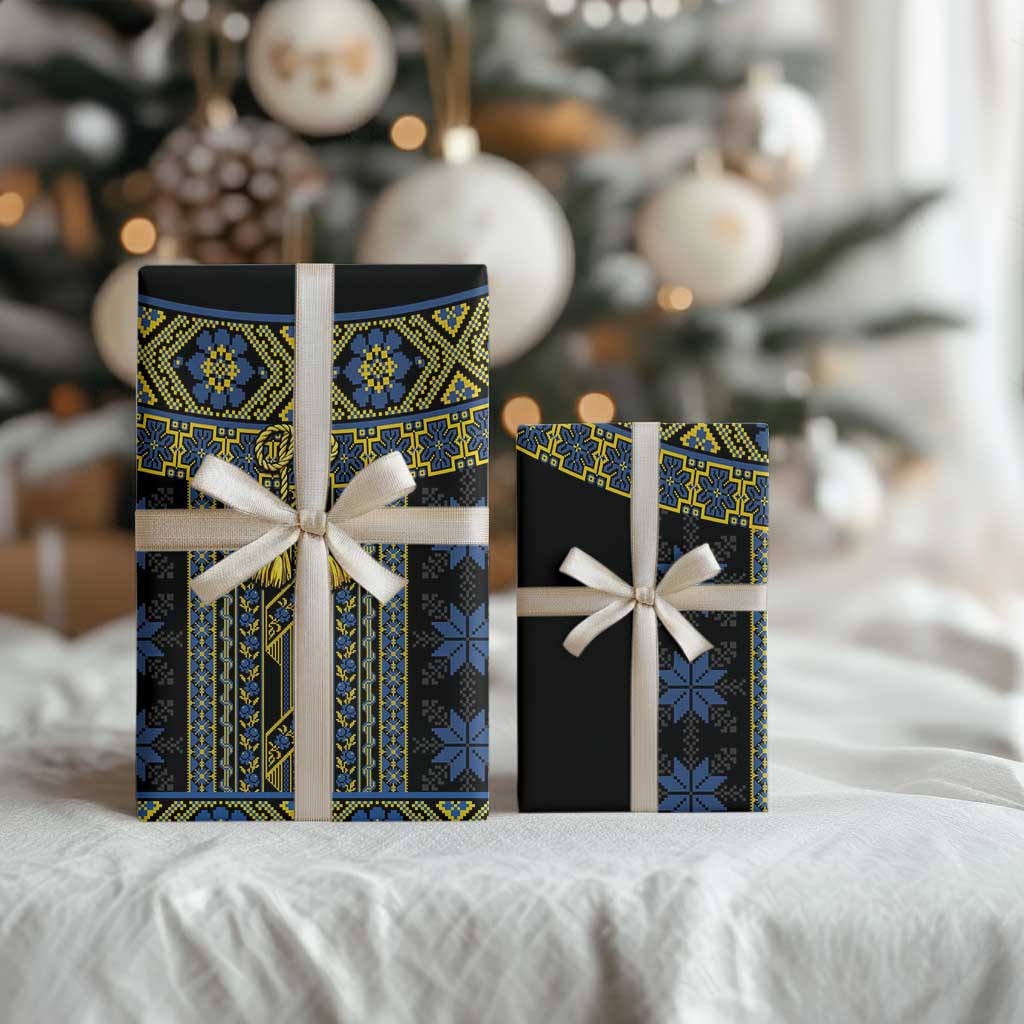 Ukraine Wrapping Paper Traditional Braided Rope Belt Folk Pattern National Color - Wonder Print Shop