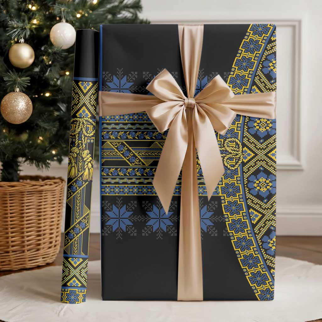 Ukraine Wrapping Paper Traditional Braided Rope Belt Folk Pattern National Color - Wonder Print Shop