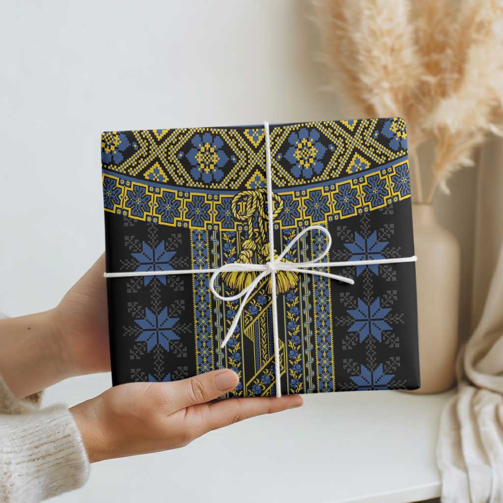 Ukraine Wrapping Paper Traditional Braided Rope Belt Folk Pattern National Color - Wonder Print Shop