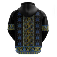 Ukraine Zip Hoodie Traditional Braided Rope Belt Folk Pattern National Color