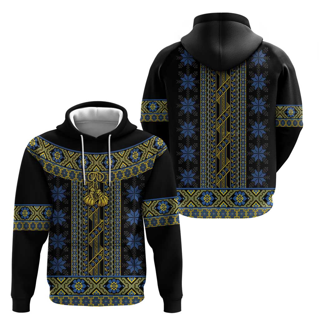 Ukraine Zip Hoodie Traditional Braided Rope Belt Folk Pattern National Color