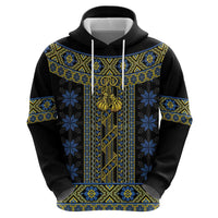 Ukraine Zip Hoodie Traditional Braided Rope Belt Folk Pattern National Color