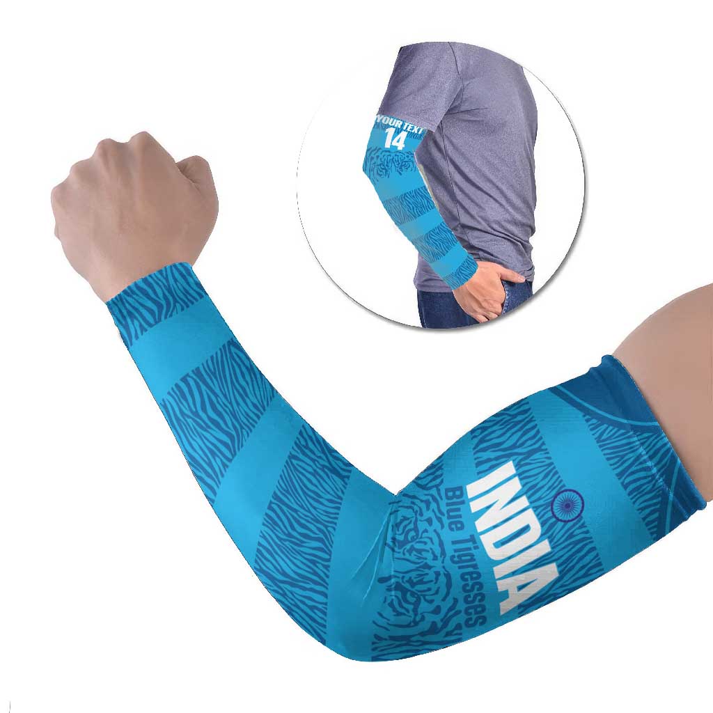 Custom India Football 2026 Arm Sleeves Come On Blue Tigresses - Blue Version