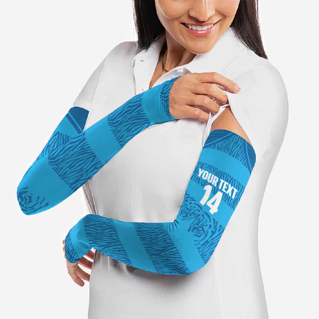 Custom India Football 2026 Arm Sleeves Come On Blue Tigresses - Blue Version