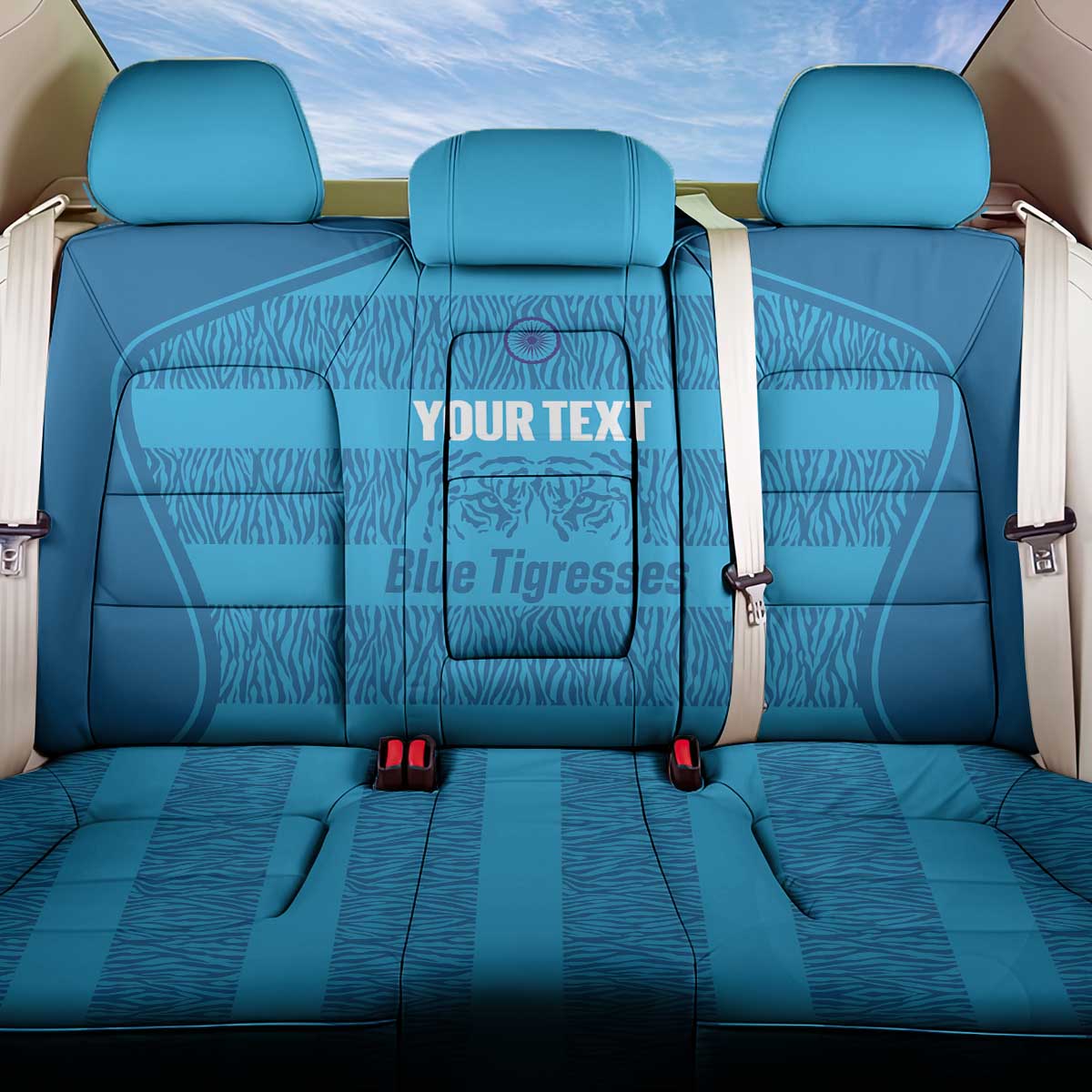 Custom India Football 2026 Back Car Seat Cover Come On Blue Tigresses - Blue Version