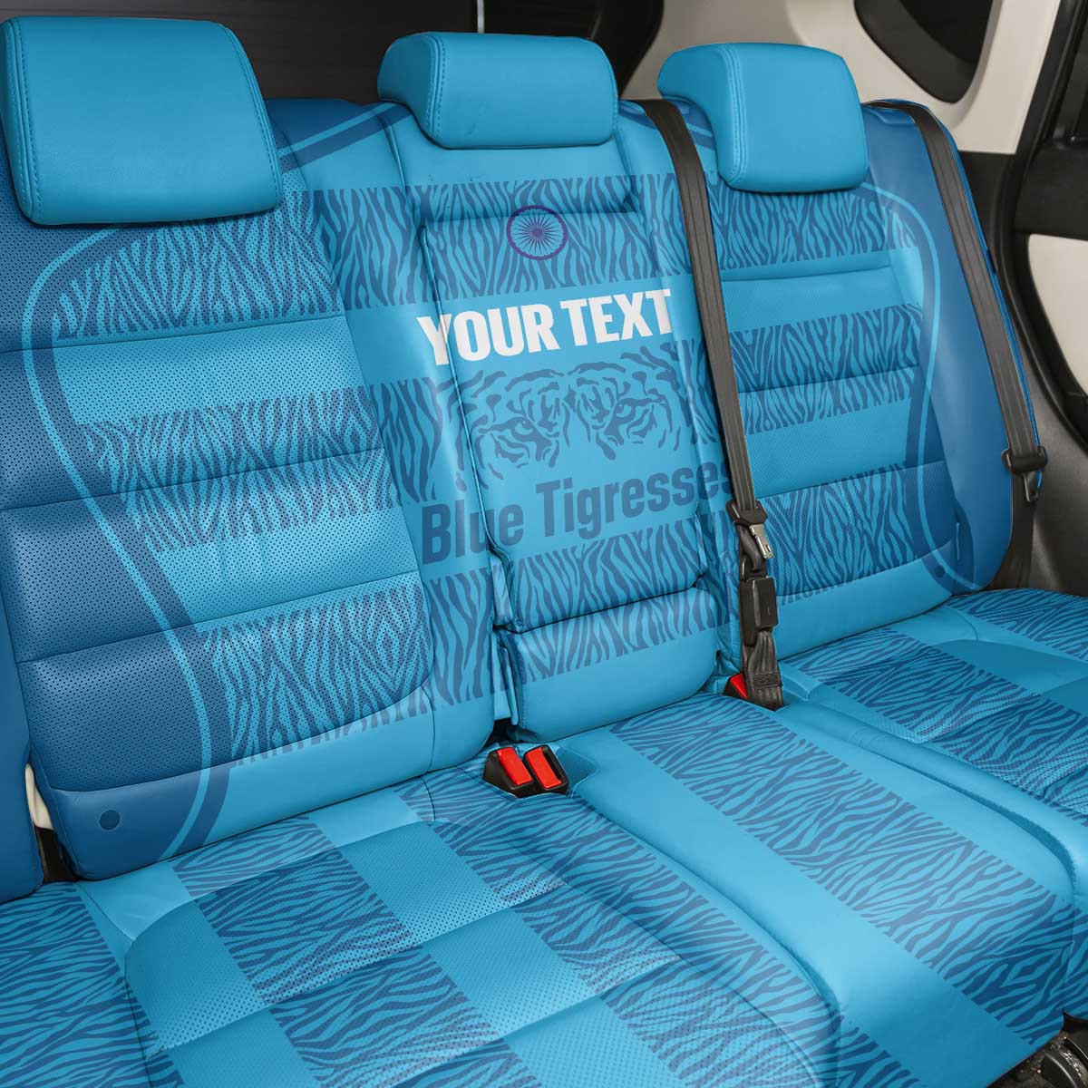 Custom India Football 2026 Back Car Seat Cover Come On Blue Tigresses - Blue Version