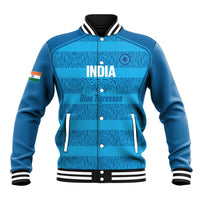 Custom India Football 2026 Baseball Jacket Come On Blue Tigresses - Blue Version