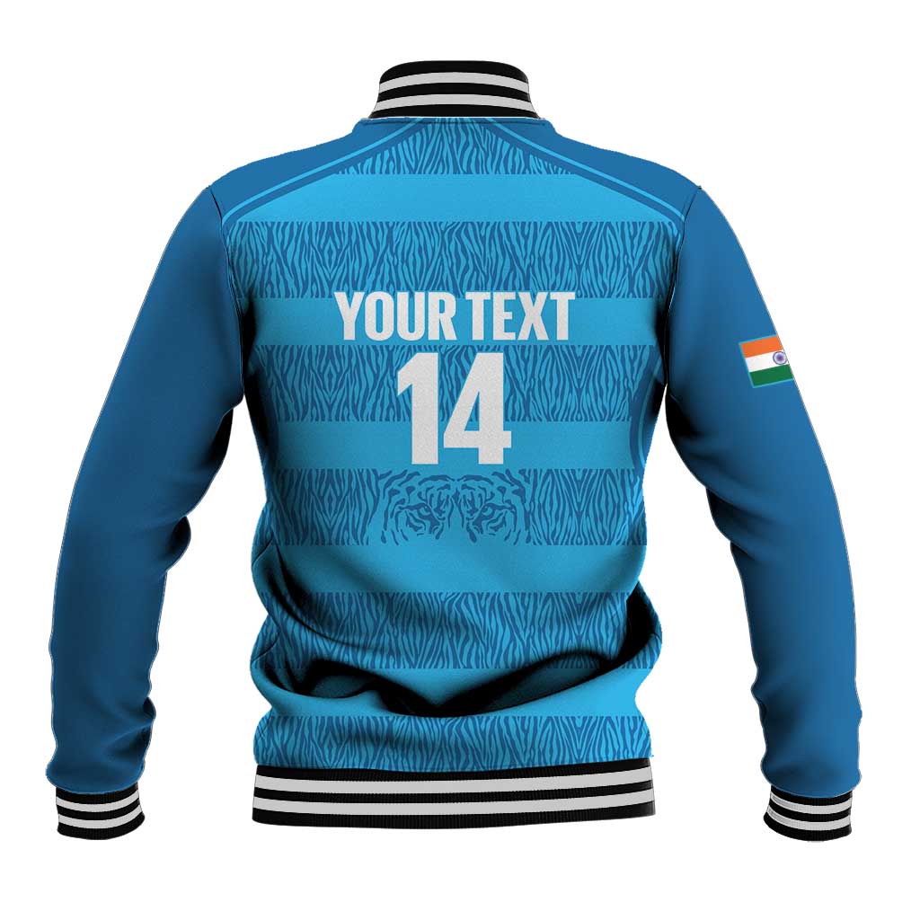 Custom India Football 2026 Baseball Jacket Come On Blue Tigresses - Blue Version