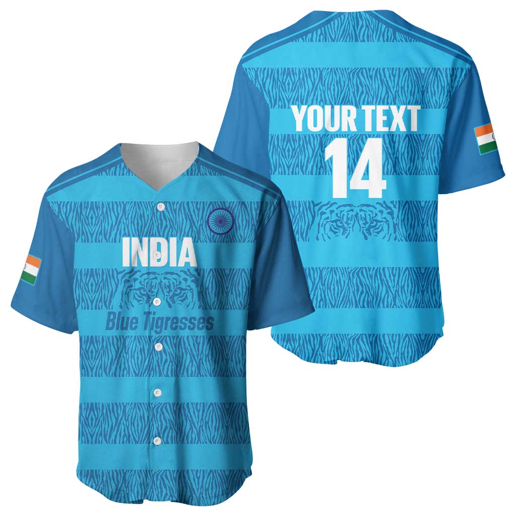 Custom India Football 2026 Baseball Jersey Come On Blue Tigresses - Blue Version