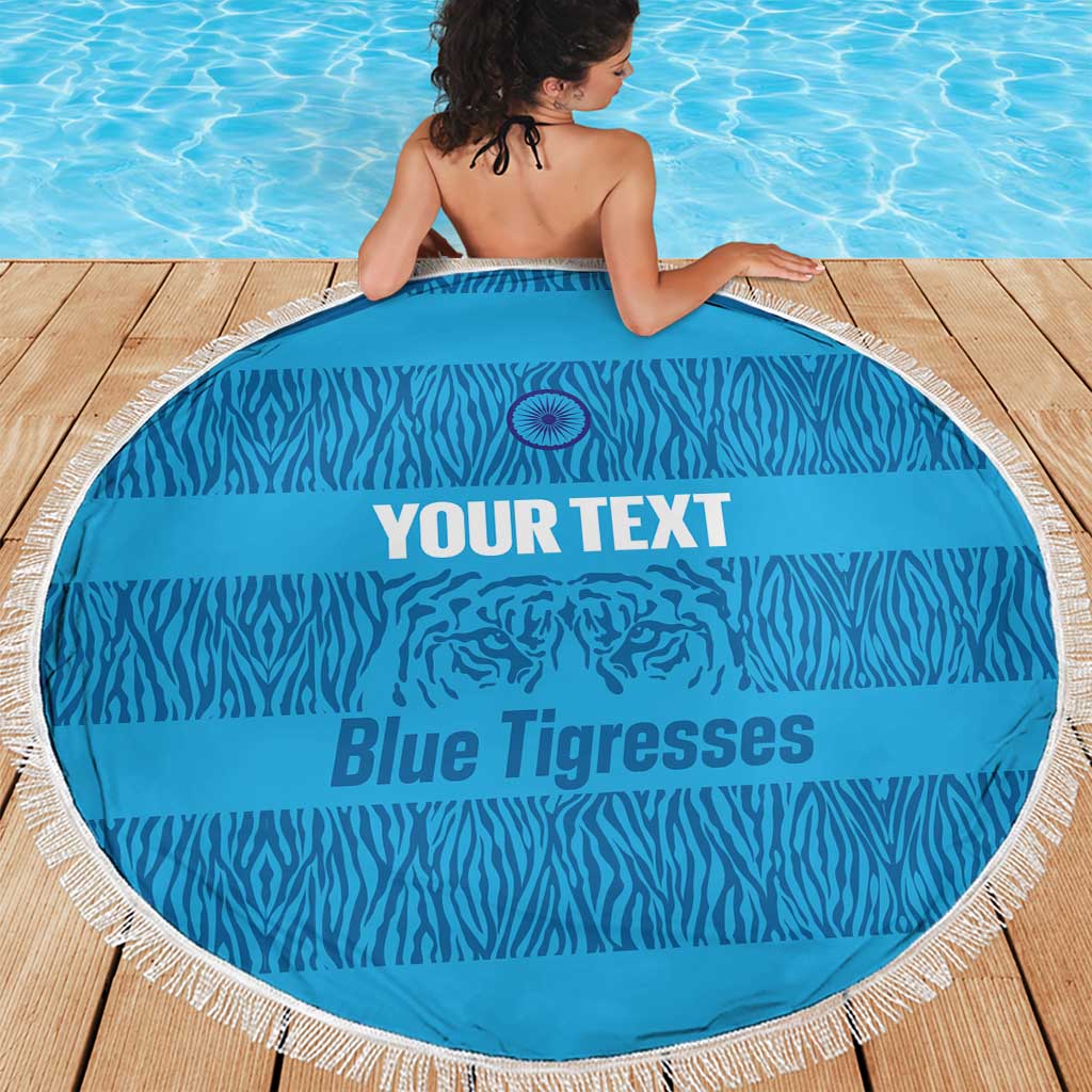 Custom India Football 2026 Beach Blanket Come On Blue Tigresses - Blue Version