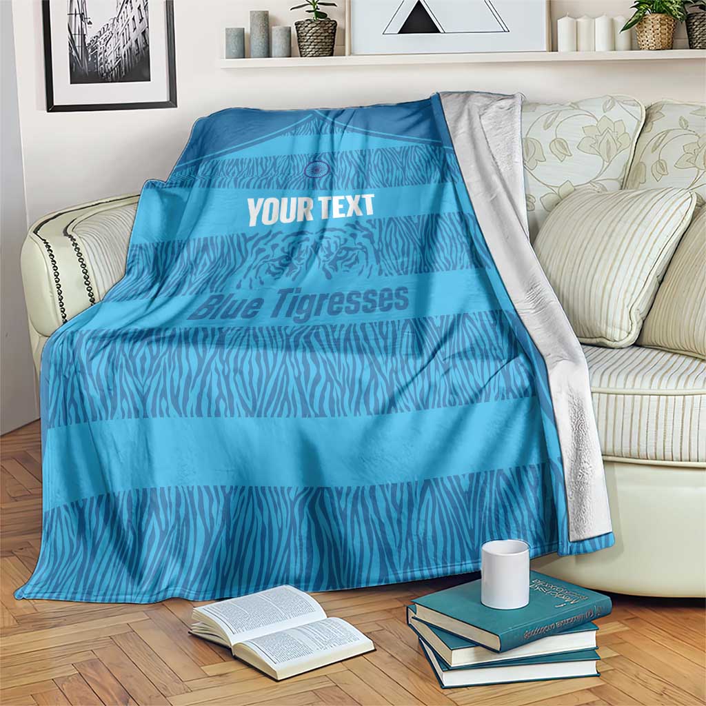 Custom India Football 2026 Blanket Come On Blue Tigresses - Blue Version