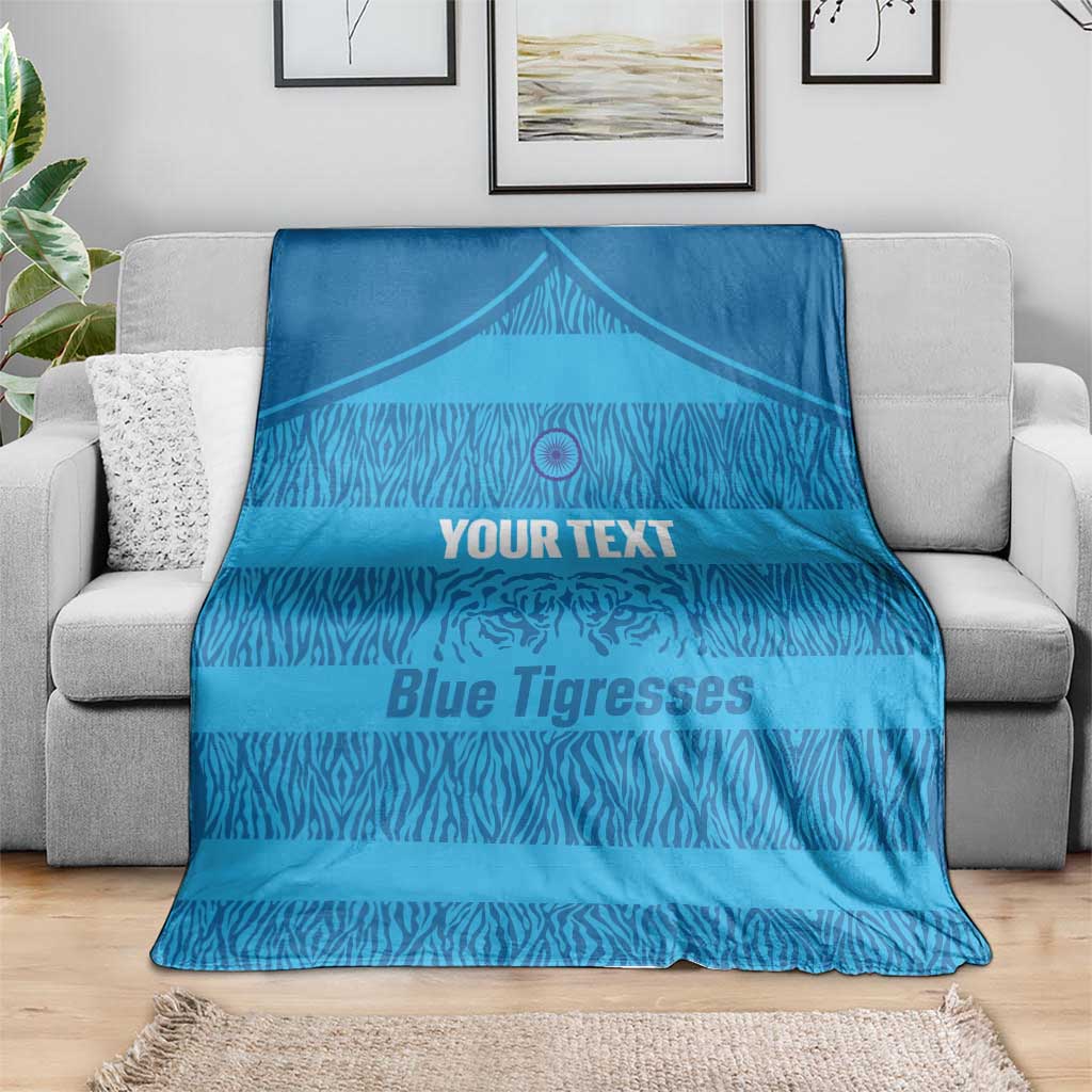 Custom India Football 2026 Blanket Come On Blue Tigresses - Blue Version