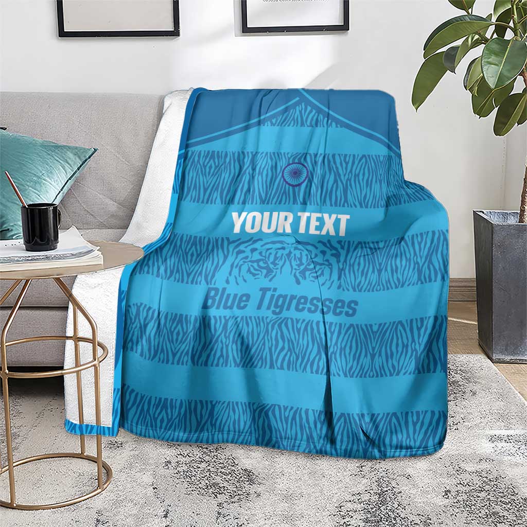 Custom India Football 2026 Blanket Come On Blue Tigresses - Blue Version