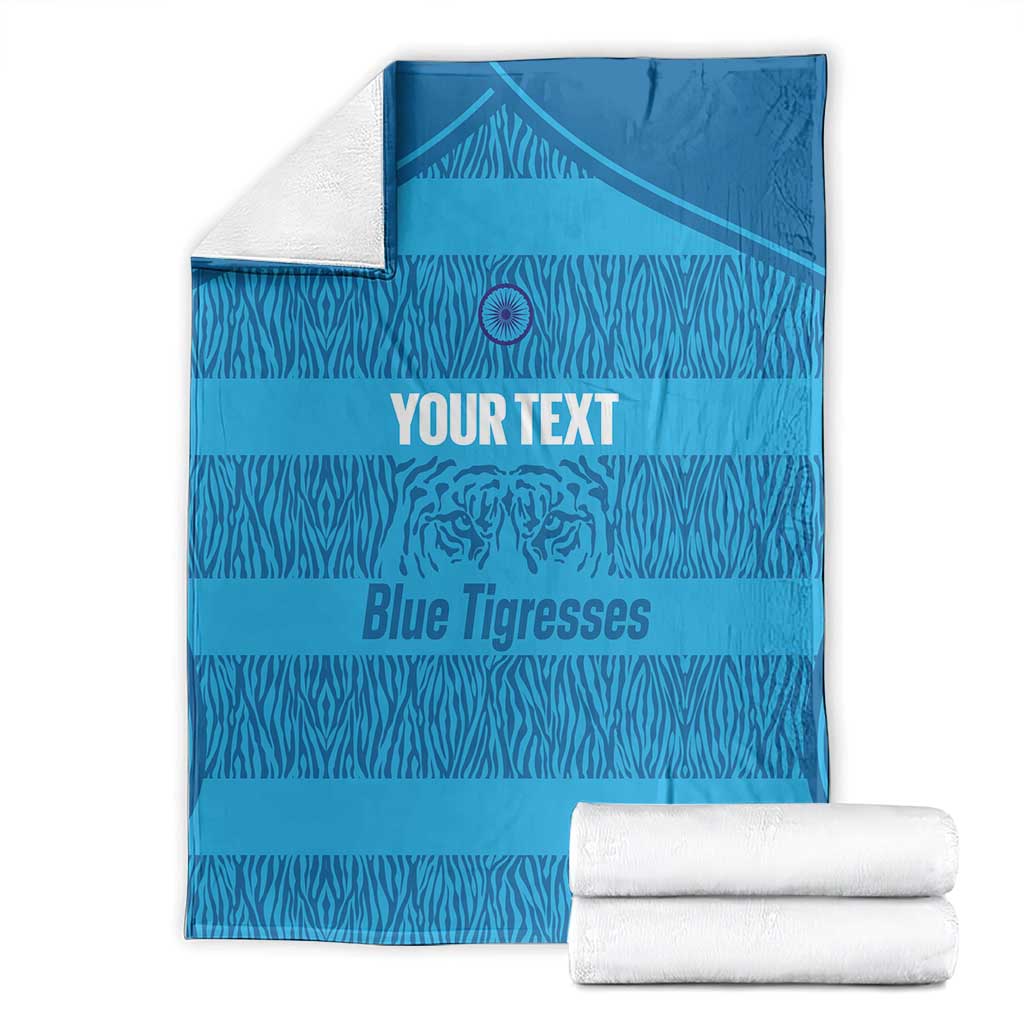 Custom India Football 2026 Blanket Come On Blue Tigresses - Blue Version