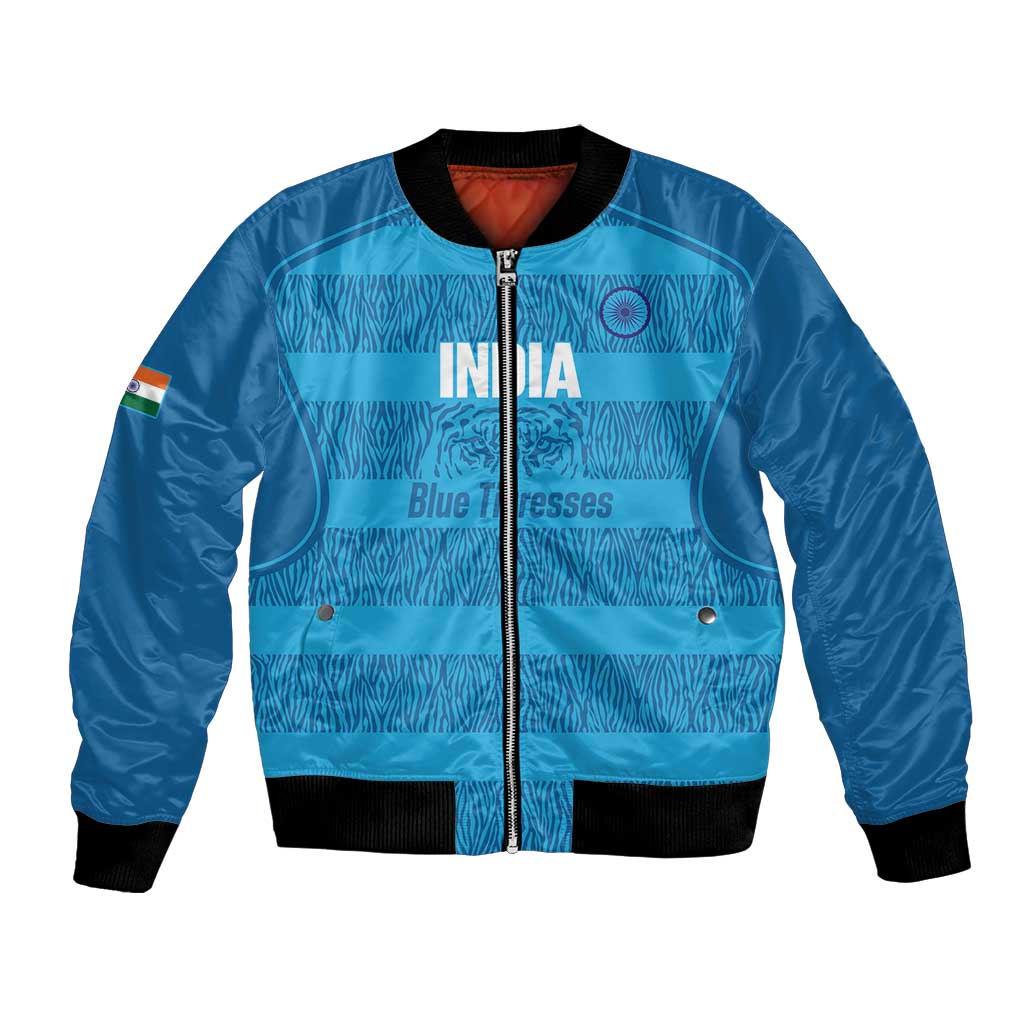 Custom India Football 2026 Bomber Jacket Come On Blue Tigresses - Blue Version