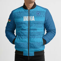 Custom India Football 2026 Bomber Puffer Jacket Come On Blue Tigresses - Blue Version